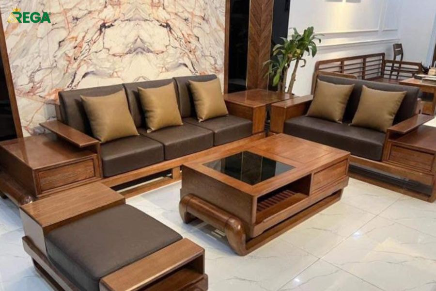 Sofa Gỗ Sồi Sơn Màu Óc Chó - Tiết Kiệm Chi Phí Cho Phòng Khác