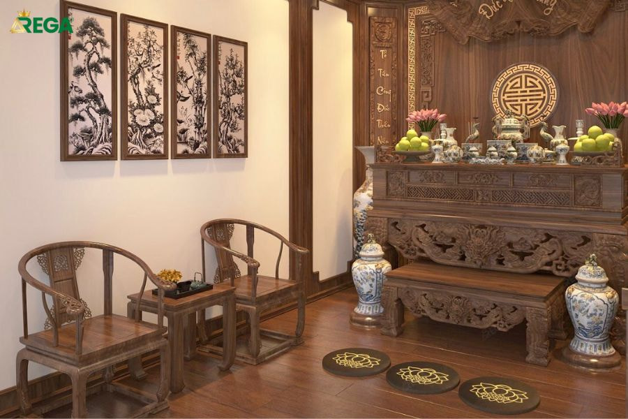 Các thiết kế phòng thờ trong nhà 1 tầng 4 phòng ngủ