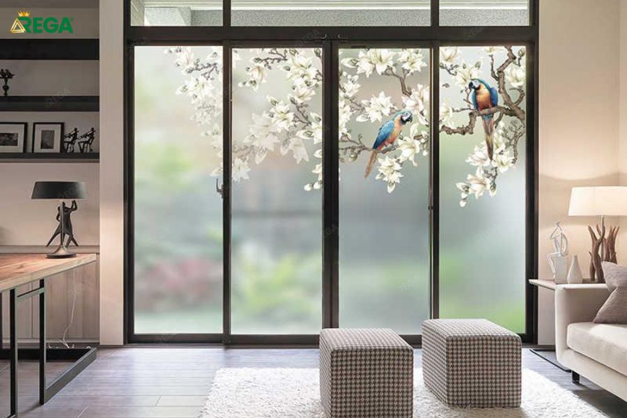 100+ Mẫu Giấy Dán Cửa Kính Phòng Khách Đẹp Chất Lượng Nhất Giấy dán kính tranh phong cảnh, tranh kính nghệ thuật: