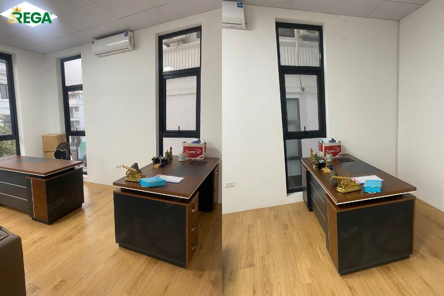 Rega Thi Công Nội Thất Công Ty Cổ Phần Đầu Tư Toàn Cầu Gift Rega thi công bàn giám đốc gỗ MDF Công Ty Toàn Cầu Gift