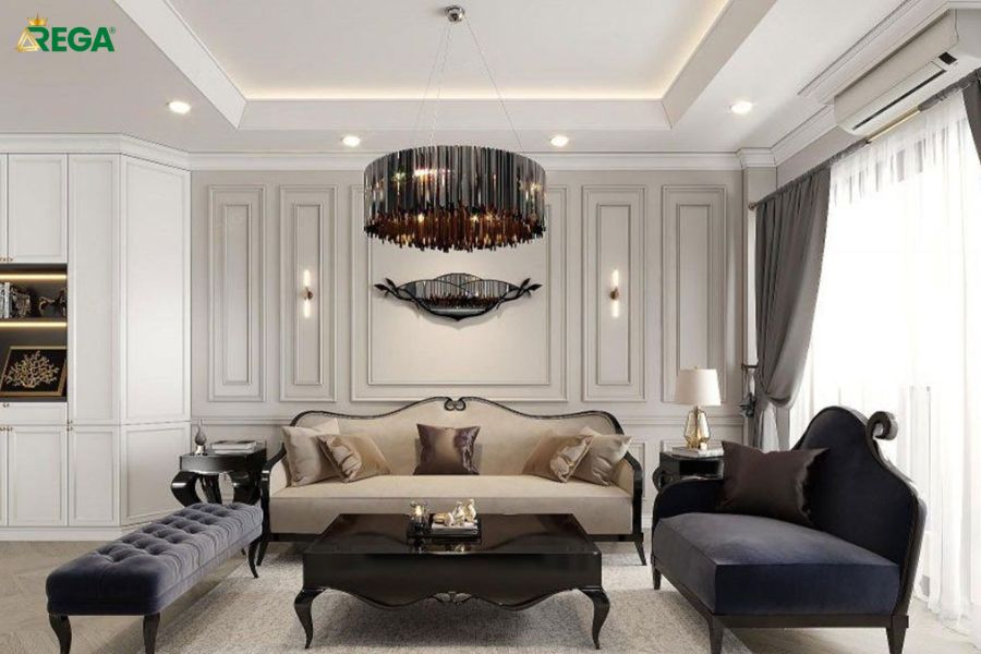 10 mẫu phòng khách tân cổ điển hiện đại phù hợp cho mọi loại nhà
