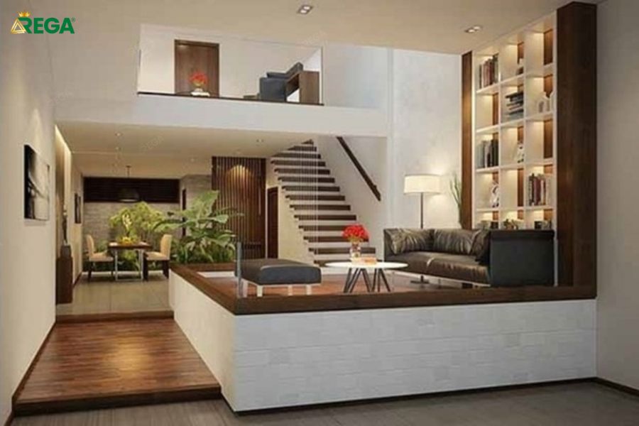 Các Mẫu Phòng Khách Nhà Lệch Tầng Đẹp Và Hiện Đại Có Tầng Lửng