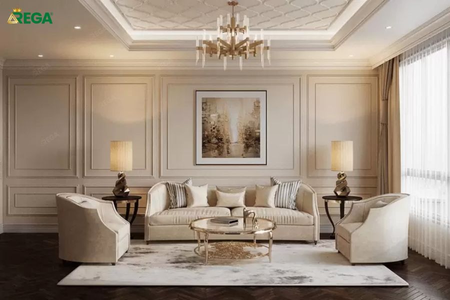 Đặc điểm nổi bật của phòng khách tân cổ điển hiện đại