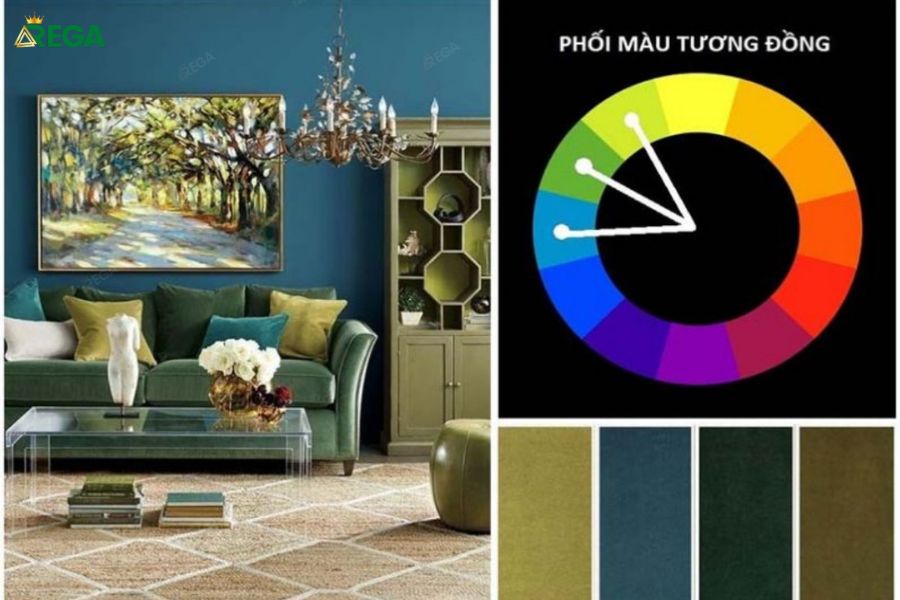 Nguyên Tắc Phối Màu Xanh Lá Và Xanh Dương Cho Phòng Khách
