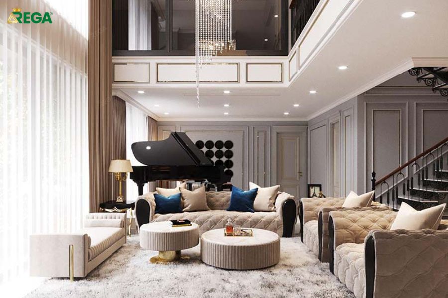 So sánh phòng khách thông tầng với phòng khách truyền thống