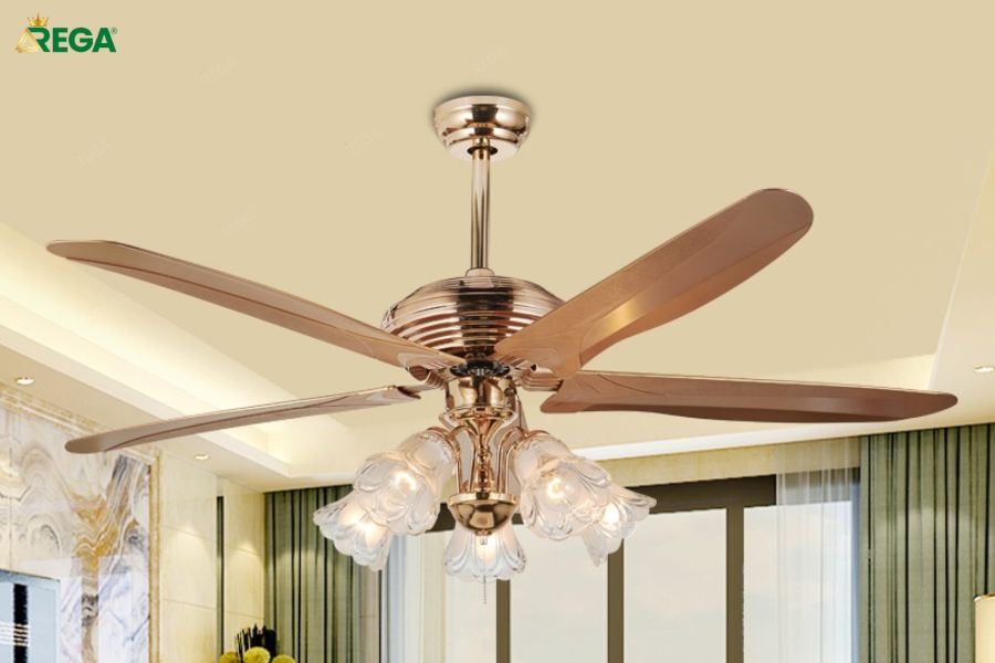 Top 10 mẫu quạt trần phòng khách đẹp, sang trọng và phổ biến nhất 2025