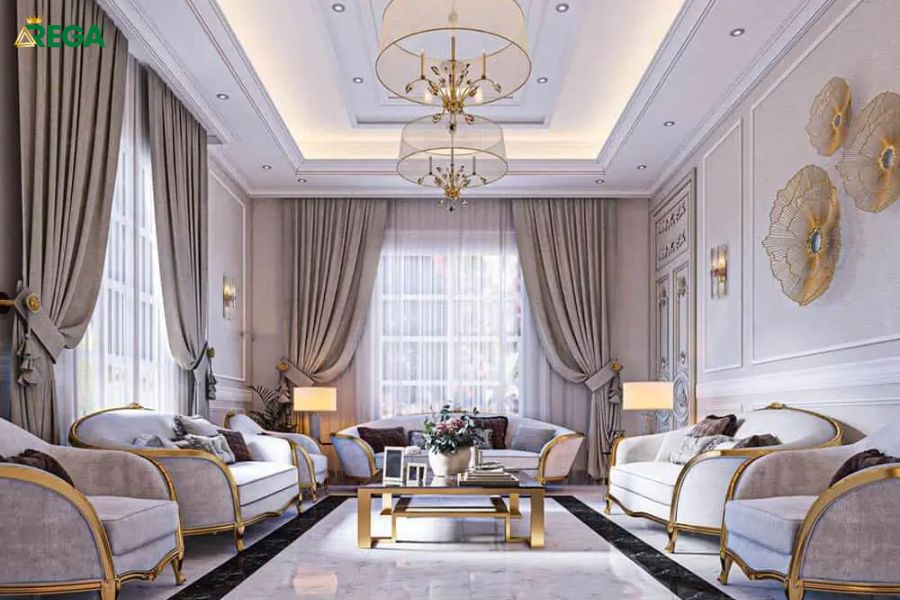 Ước lượng chi phí thiết kế và thi công phòng khách tân cổ điển