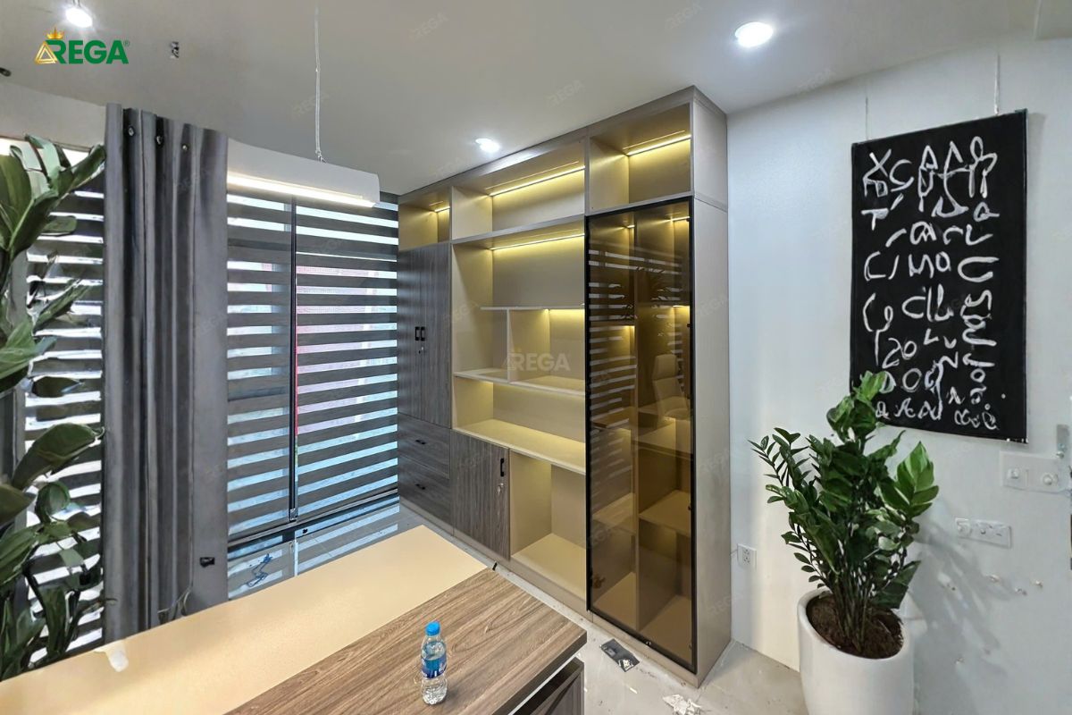 Rega Thi công nội thất văn phòng tập đoàn HATHAMEC Không gian phòng giám đốc sang trọng, ánh sáng LED tinh tế