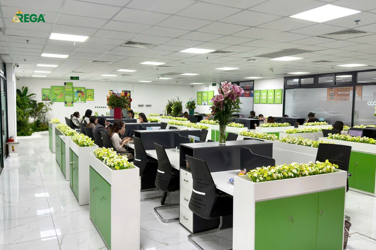 Bàn làm việc nhân viên thiết kế liền mạch