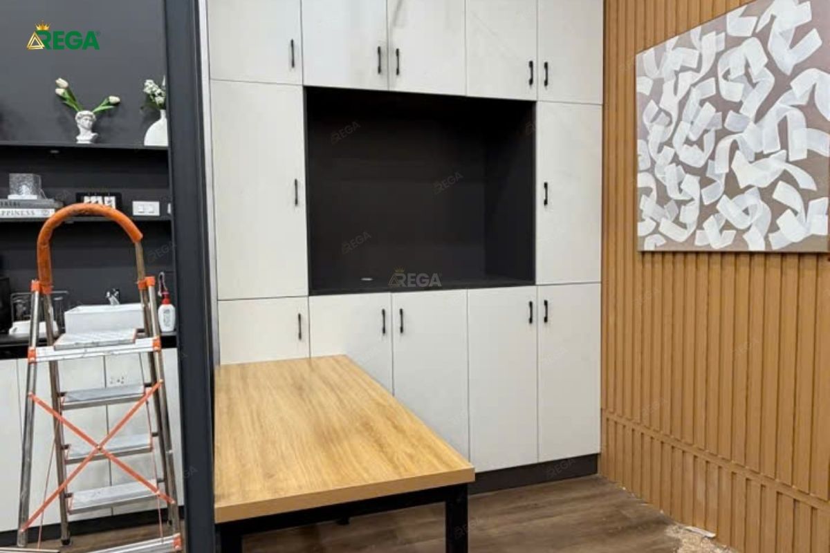 Rega Thi công văn phòng VMSK Tủ MDF giúp tối ưu lưu trữ cho văn phòng VMSK