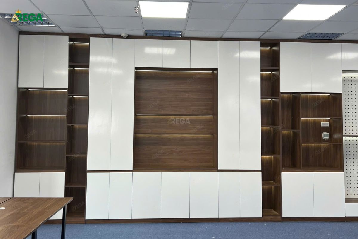 Rega Thi công văn phòng công ty Hưng Đạo Top One Hệ tủ tài liệu văn phòng bố trí khoa học