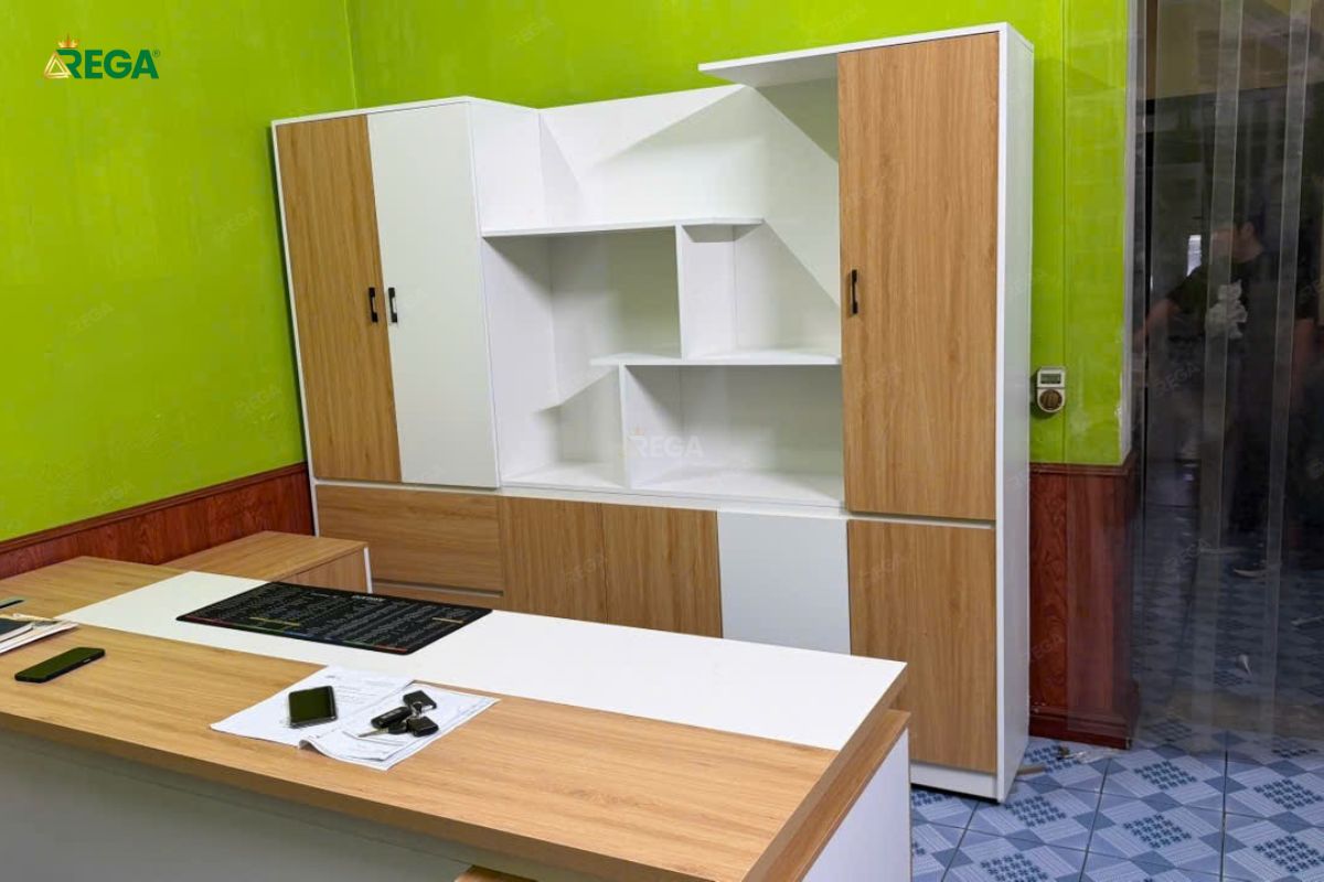 Hệ tủ tài liệu phòng lãnh đạo Vĩnh Nông Phát thiết kế kịch trần