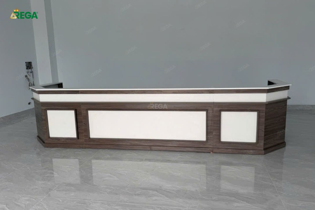 Rega Thi công văn phòng công ty Fuji Khu vực lễ tân văn phòng Fuji hiện đại sang trọng