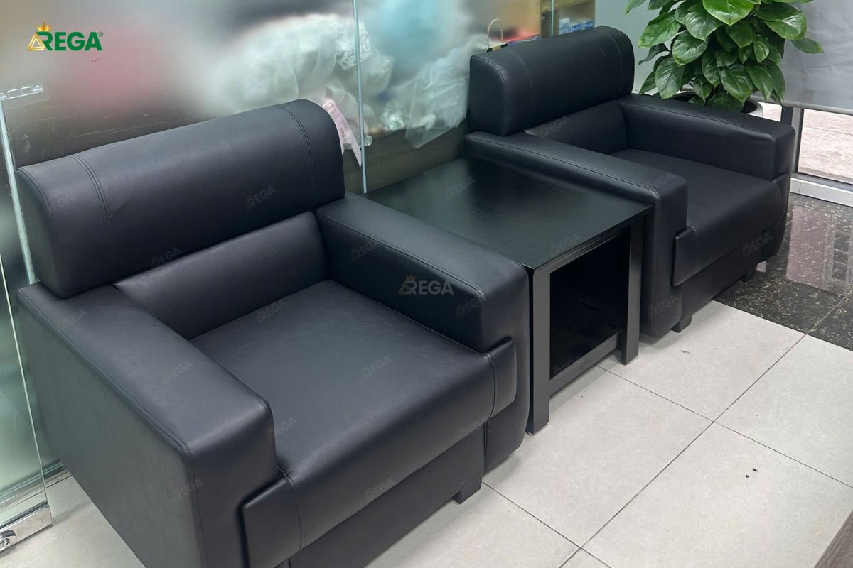 Rega Thi công văn phòng công ty Ebraco Sofa Tiếp Khách Màu Đen Văn Phòng EBRACO