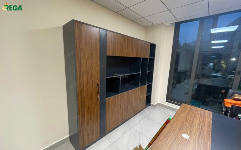 Rega lắp đặt văn phòng công ty Máy Nhựa Việt Đài Chi tiết tủ hồ sơ văn phòng do Rega sản xuất theo kích thước