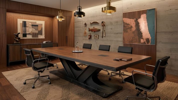 15+ Mẫu Bàn Họp Luxury Cao Cấp, Tiện Nghi Bàn họp luxury veneer cao cấp chống ẩm