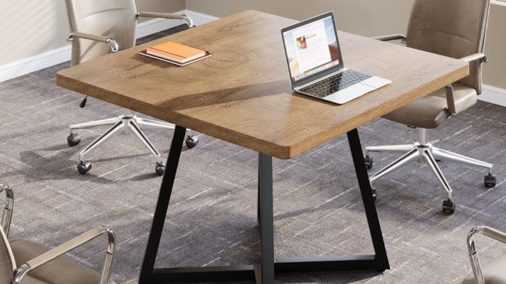 10 Mẫu Bàn Họp Vuông Giá Tốt, Đẹp Cho Văn Phòng Bàn họp vuông gỗ chân X