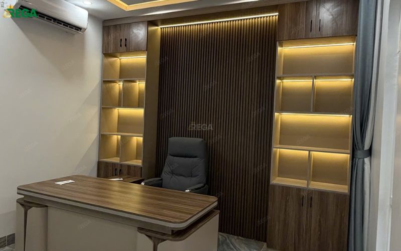 Rega thi công văn phòng công ty Thương Mại Điện Ngọc Mỹ Tủ giám đốc đồng bộ tại Điện Ngọc Mỹ do Rega Thi Công