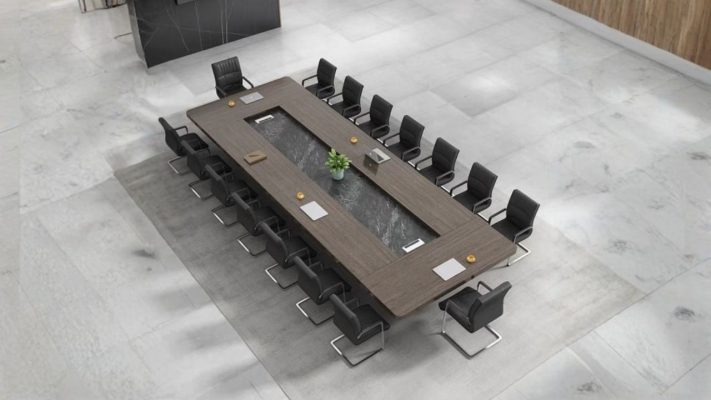 Top 15+ Mẫu Bàn Họp 20 Người Đẹp, Hiện Đại Mẫu bàn họp 20 người gỗ veneer cao cấp bọc da
