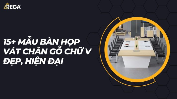 Bàn họp vát chân gỗ chữ v