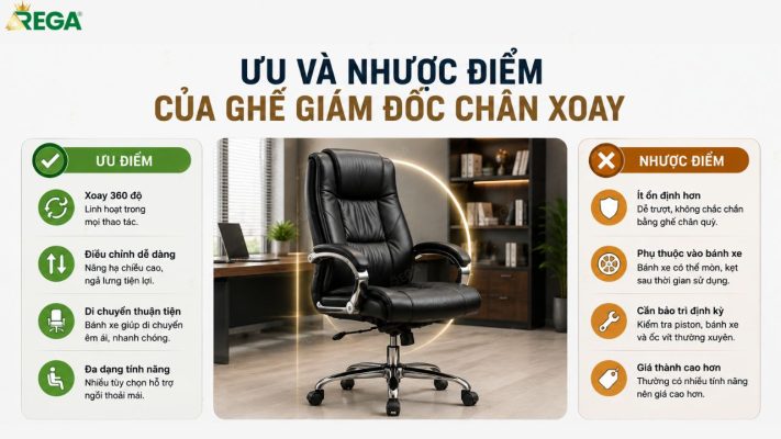 So Sánh Ghế Giám Đốc Chân Xoay Và Chân Quỳ Ghế giám đốc chân xoay linh hoạt khi làm việc