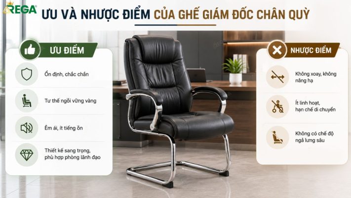 So Sánh Ghế Giám Đốc Chân Xoay Và Chân Quỳ Ghế giám đốc chân quỳ có kết cấu chắc chắn