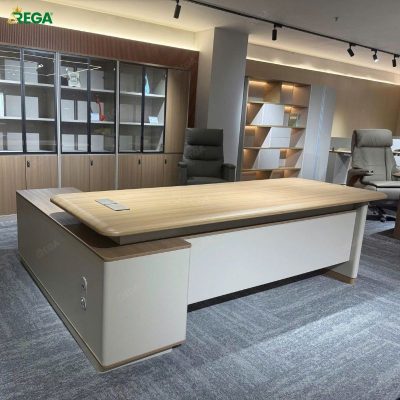 Bàn giám đốc cao cấp BGDNK04 phối màu trắng vân gỗ